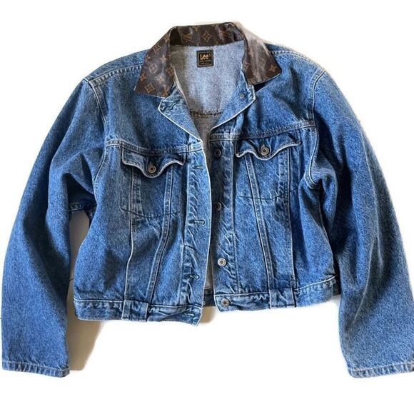 Vintage Lee Upcycled Boxy Crop Oversized Denim Jean Jacket Small - Picture 1 of 7